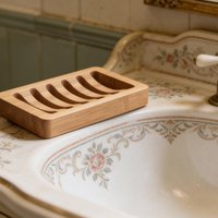 Eco-Friendly Bamboo Wood Soap Dish: Soap Saver with Non-Slip Pads