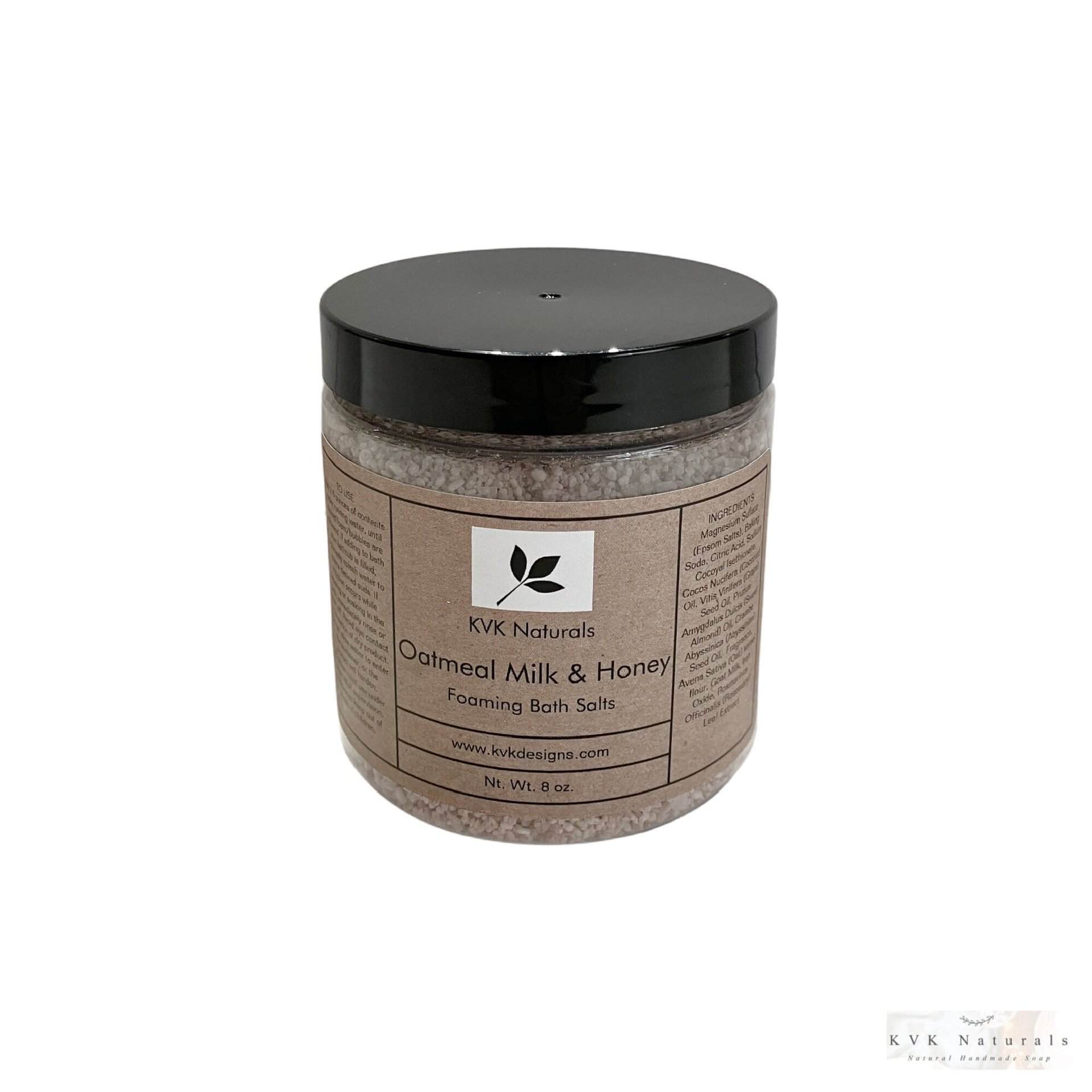 Oatmeal Milk Honey Foaming Bath Salt - 8 oz Soak for Relaxation and Pampering, Self Care