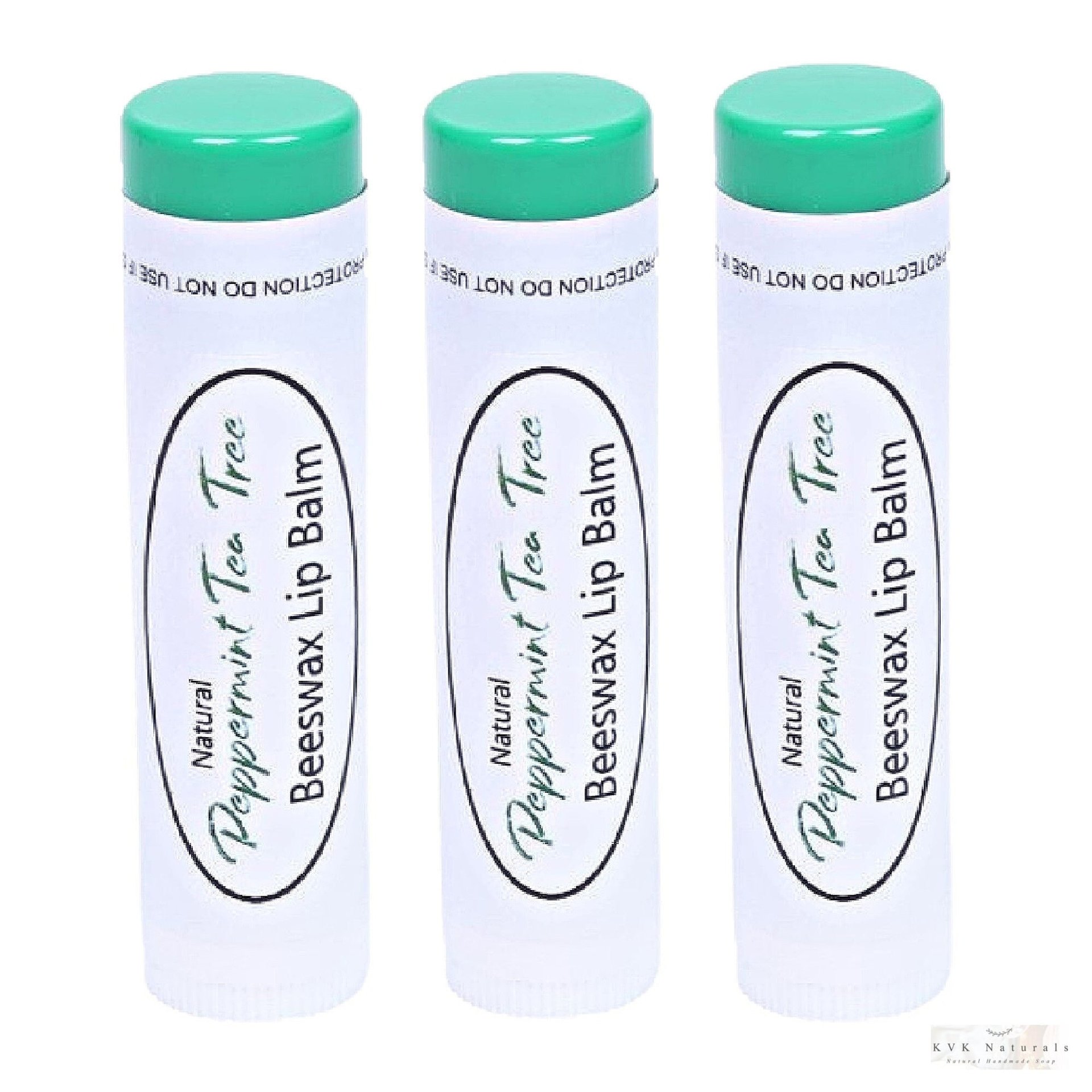 Peppermint Tea Tree Lip Balm Set of 3 - Lip Moisturizer, Natural Lip Care, Gift for Men and Women