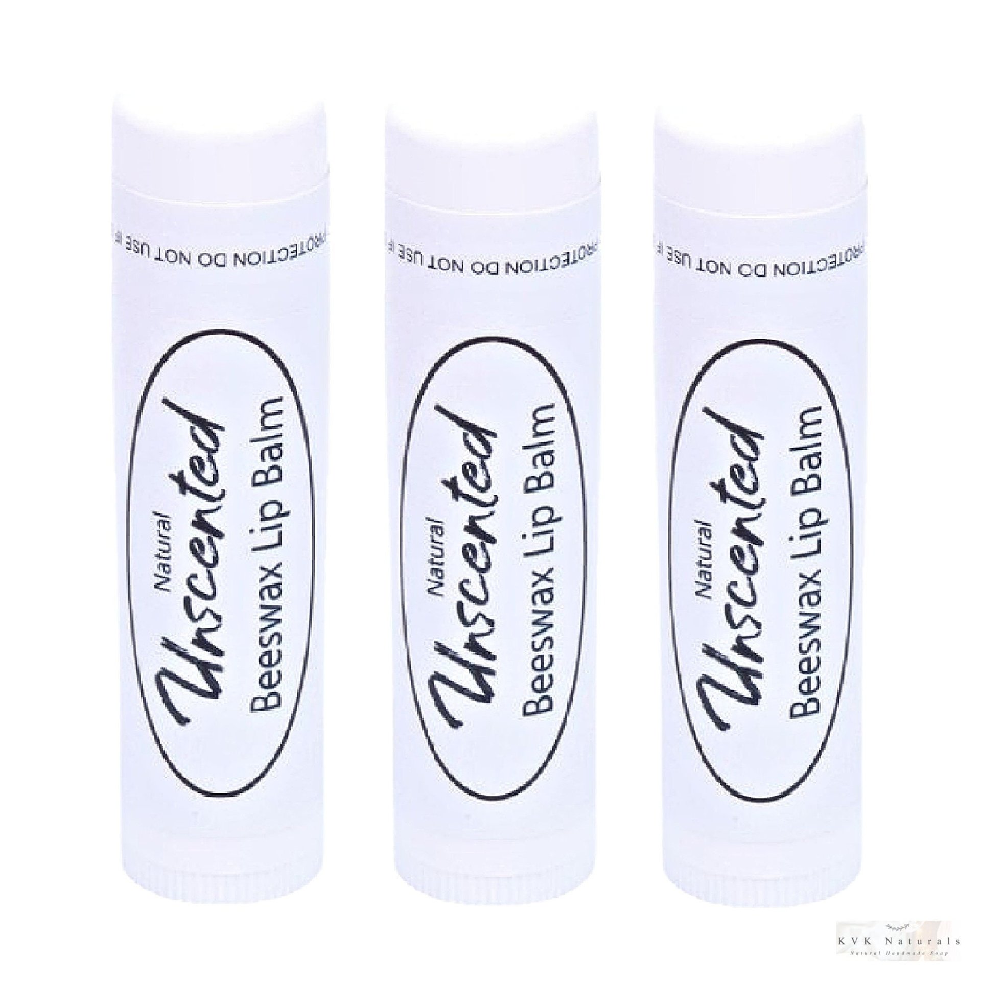 Unscented Lip Balm Set of 3 - Lip Moisturizer, Natural Lip Care, Gift for Men and Women