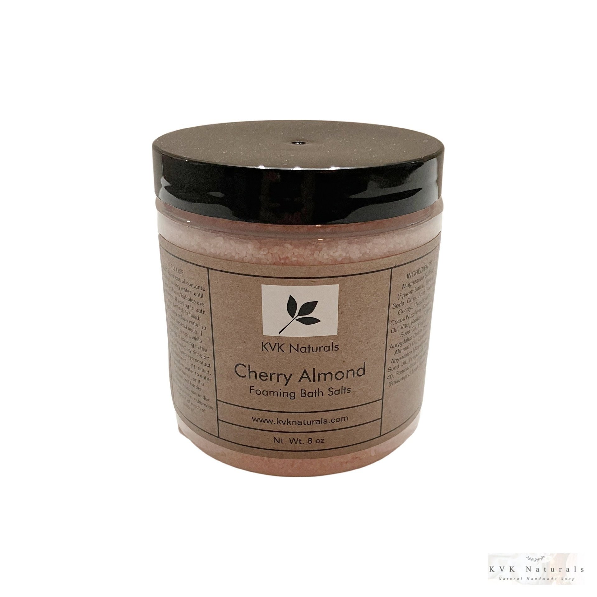 Cherry Almond Foaming Bath Salt - 8 oz Soak for Relaxation and Pampering, Self Care