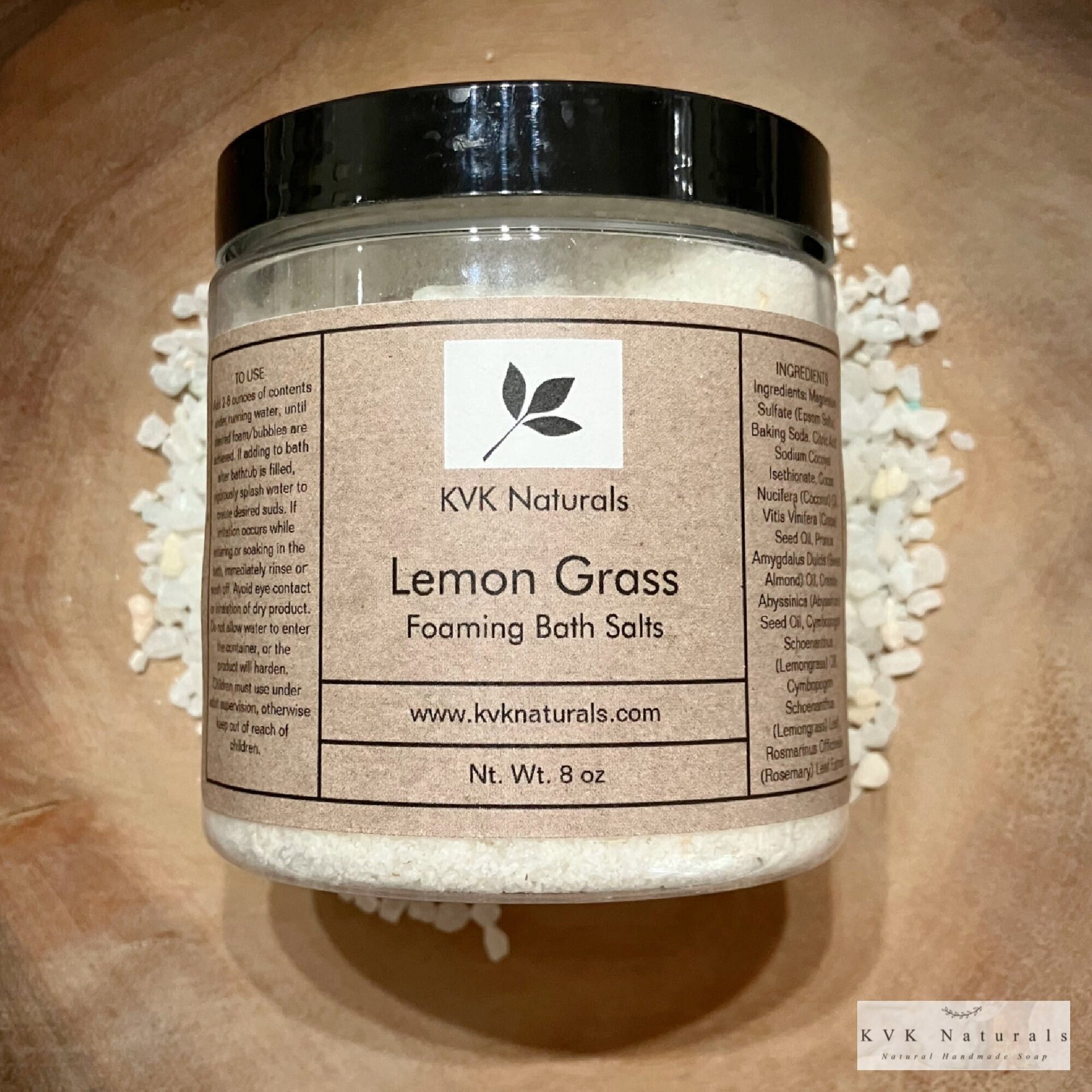Lemon Grass Foaming Bath Salt - 8 oz Soak for Relaxation and Pampering, Self Care