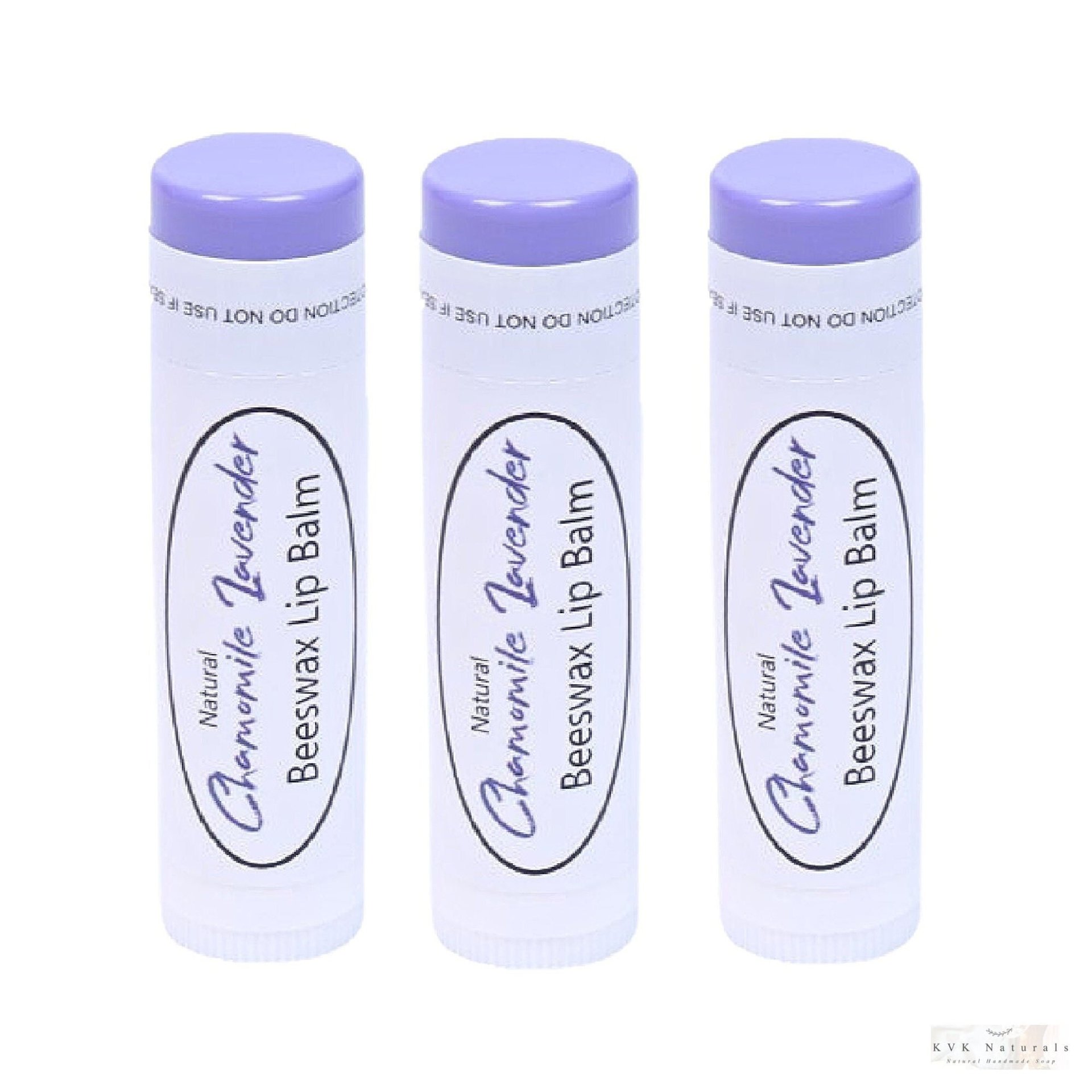 Chamomile Lavender Lip Balm Set of 3 - Lip Moisturizer, Natural Lip Care,  Gift for Men and Women