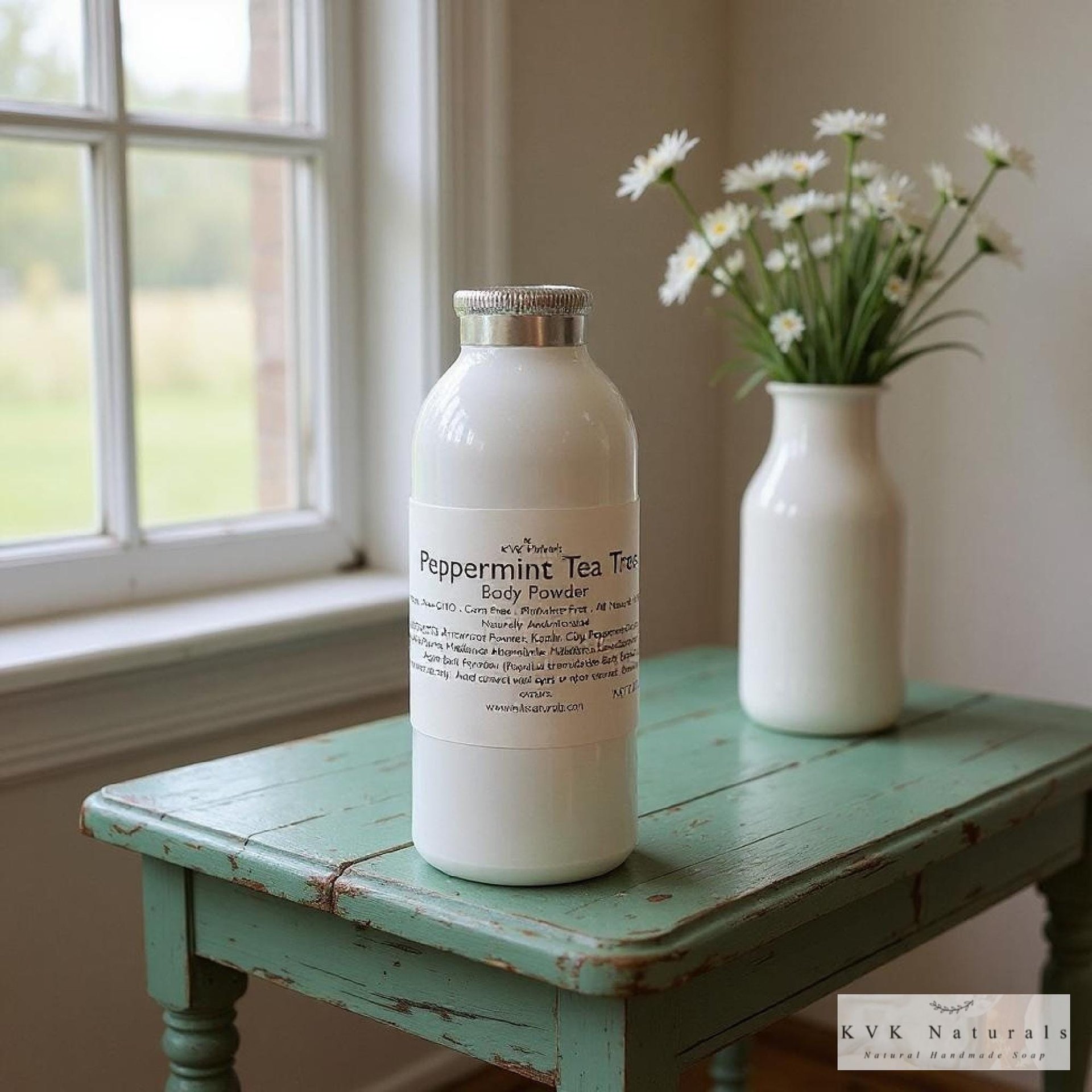 Body Powder Peppermint Tea Tree 4 oz - Dusting Powder, Talc Free Powder, Gift for Her