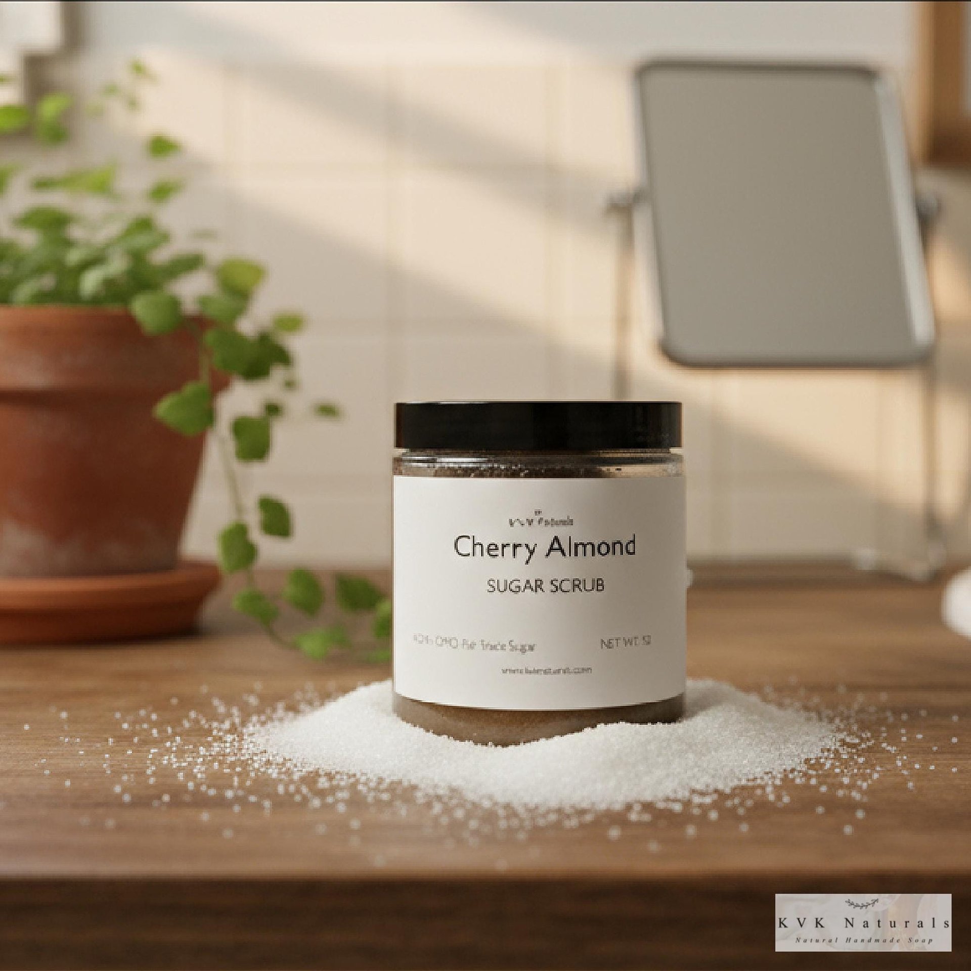 Cherry Almond Sugar Scrub - Exfoliating Organic Body Scrub