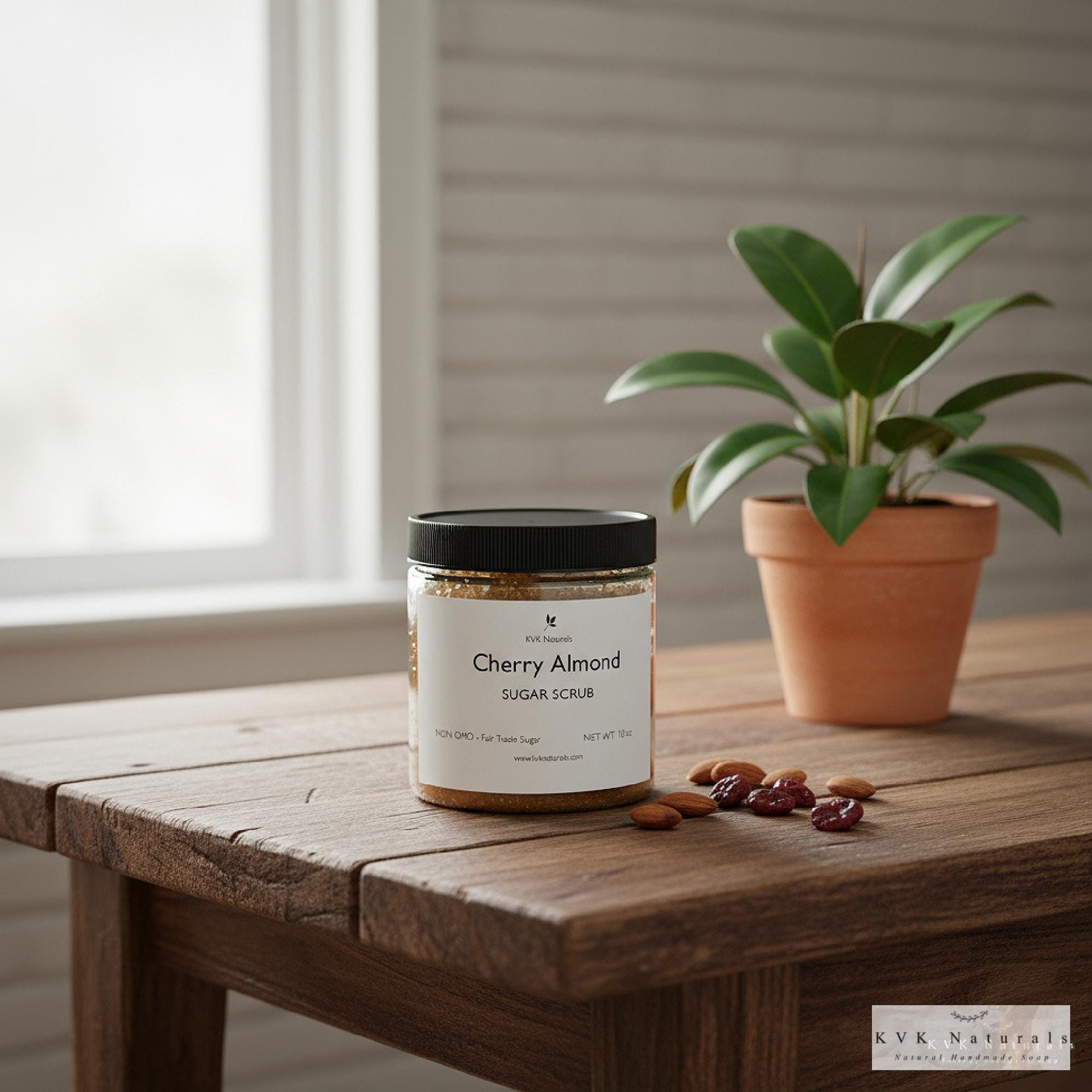 Cherry Almond Sugar Scrub - Exfoliating Organic Body Scrub