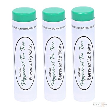 Peppermint Tea Tree Lip Balm Set of 3 - Lip Moisturizer, Natural Lip Care, Gift for Men and Women