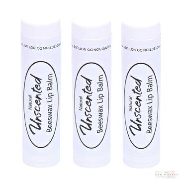 Unscented Lip Balm Set of 3 - Lip Moisturizer, Natural Lip Care, Gift for Men and Women