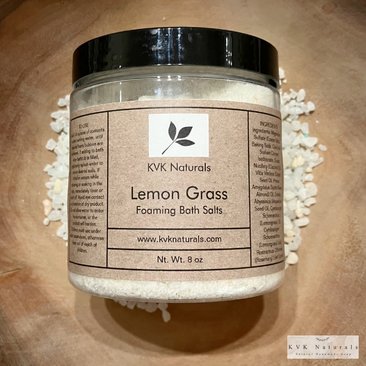 Lemon Grass Foaming Bath Salt - 8 oz Soak for Relaxation and Pampering, Self Care