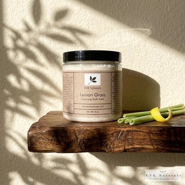 Lemon Grass Foaming Bath Salt - 8 oz Soak for Relaxation and Pampering, Self Care